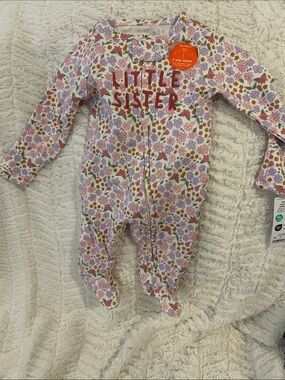Carter's 'Little Sister' Floral Footie One-Piece - Pink, Purple, Green
